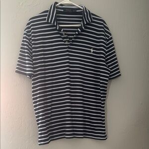 Ralph Lauren Black and White Polo Shirt with Classic Stripes 146